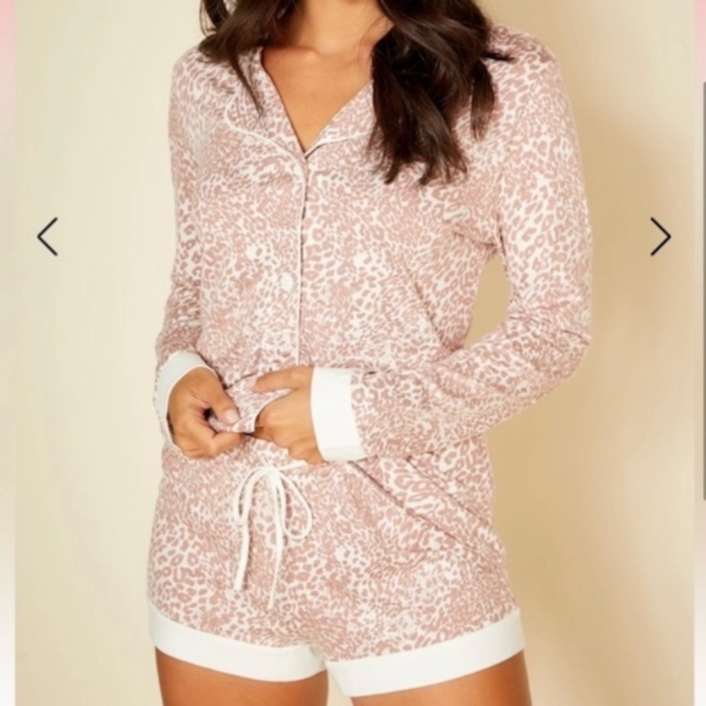 🍒Cosabella Bella PJ Set Printed LongSleeveTop+Boxer Leopard/MoonIvory Small 2023